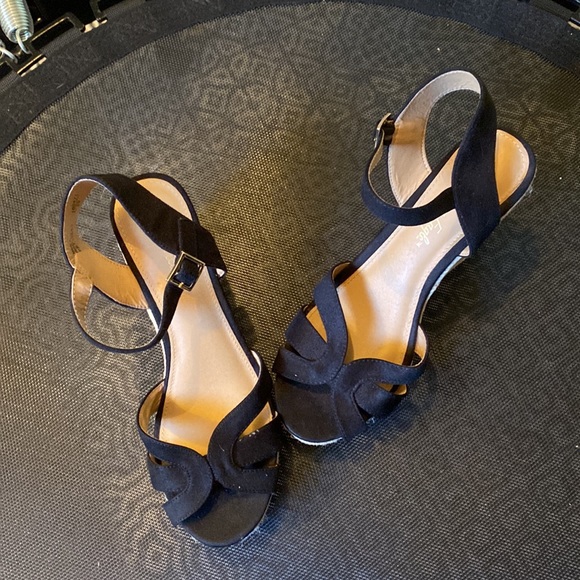 American Eagle black suede jute wedgies - Picture 3 of 4